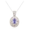 Image 2 : 14KT White Gold 0.80 ctw Sapphire and Diamond Pendant With Chain