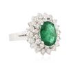 Image 2 : 14KT White Gold 1.32 ctw Emerald and Diamond Ring