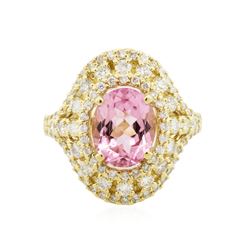 14KT Yellow Gold 2.81 ctw Kunzite and Diamond Ring