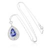 Image 1 : 14KT White Gold 5.00 ctw Tanzanite and Diamond Pendant With Chain