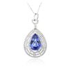 Image 2 : 14KT White Gold 5.00 ctw Tanzanite and Diamond Pendant With Chain