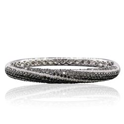 14KT White Gold 5.96 ctw Diamond Bangle Bracelet