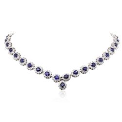 14KT White Gold 18.20 ctw Sapphire and Diamond Necklace