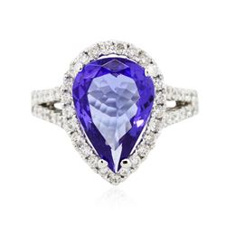 14KT White Gold 4.01 ctw Tanzanite and Diamond Ring