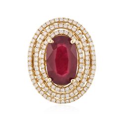 14KT Yellow Gold 8.09 ctw Ruby and Diamond Ring