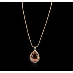 14KT Rose Gold GIA Certified 46.33 ctw Morganite and Diamond Pendant With Chain