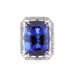 14KT White Gold 26.05 ctw GIA Cert Tanzanite and Diamond Ring