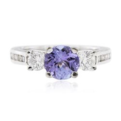 14KT White Gold 1.49 ctw Tanzanite and Diamond Ring