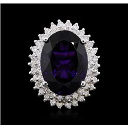 14KT White Gold 11.65 ctw Amethyst and Diamond Ring