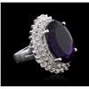 Image 2 : 14KT White Gold 11.65 ctw Amethyst and Diamond Ring