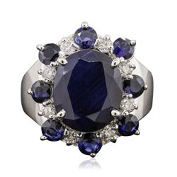 14KT White Gold 6.95 ctw Sapphire and Diamond Ring