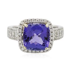 14KT White Gold 4.70 ctw Tanzanite and Diamond Ring