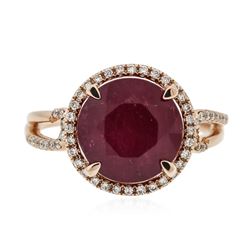 14KT Rose Gold 6.13 ctw Ruby and Diamond Ring