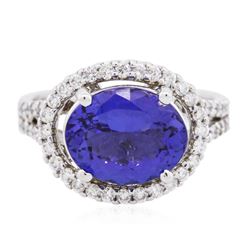 14KT White Gold 3.64 ctw Tanzanite and Diamond Ring