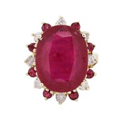 14KT Yellow Gold 20.62 ctw Ruby and Diamond Ring