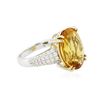 Image 2 : 14KT White Gold 9.33 ctw Citrine and Diamond Ring