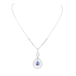 14KT White Gold 2.09 ctw Sapphire and Diamond Necklace