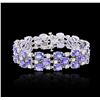 Image 1 : 14KT White Gold 47.52 ctw Tanzanite and Diamond Bracelet