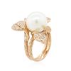 Image 3 : 14KT Rose Gold 0.62 ctw Diamond and Pearl Ring