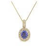 Image 2 : 14KT Yellow Gold 4.20 ctw Tanzanite and Diamond Pendant With Chain