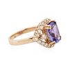 Image 2 : 14KT Rose Gold 2.95 ctw Tanzanite and Diamond Ring