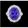 Image 1 : 14KT White Gold 9.78 ctw Tanzanite and Diamond Ring