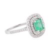 Image 2 : 14KT White Gold 1.28 ctw Emerald and Diamond Ring