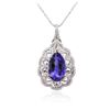 Image 2 : 14KT White Gold 8.01 ctw Tanzanite and Diamond Pendant With Chain