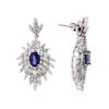 Image 2 : 14KT White Gold 1.86 ctw Sapphire and Diamond Earrings