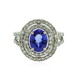 14KT White Gold 1.82 ctw Tanzanite and Diamond Ring