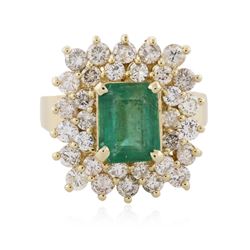 14KT Yellow Gold 2.02 ctw Emerald and Diamond Ring