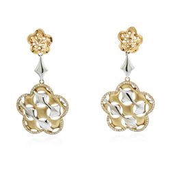 14KT Yellow Gold 0.75 ctw Diamond Dangle Earrings