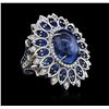 Image 3 : 18KT White Gold 13.89 ctw Sapphire and Diamond Ring