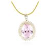 Image 2 : 14KT Yellow Gold GIA Certified 59.31 ctw Kunzite and Diamond Pendant With Chain