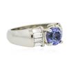 Image 2 : Platinum 1.63 ctw Tanzanite and Diamond Ring