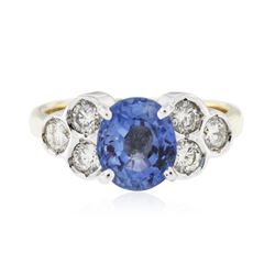 14KT Yellow Gold 2.85 ctw Sapphire and Diamond Ring