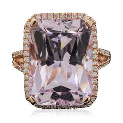 14KT Rose Gold 17.12 ctw Kunzite and Diamond Ring