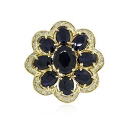 14KT Yellow Gold 9.54 ctw Sapphire and Diamond Ring