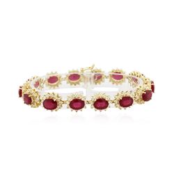 14KT Yellow Gold 21.45 ctw Ruby and Diamond Bracelet