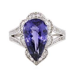 14KT White Gold 5.64 ctw Tanzanite and Diamond Ring