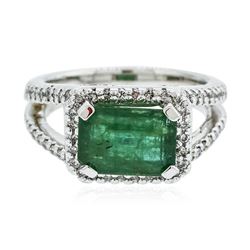 14KT White Gold 2.50 ctw Emerald and Diamond Ring