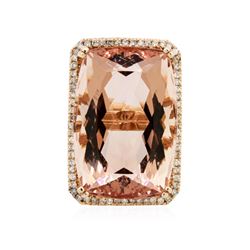 14KT Rose Gold GIA Certified 52.72 ctw Morganite and Diamond Ring