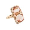 Image 2 : 14KT Rose Gold GIA Certified 52.72 ctw Morganite and Diamond Ring