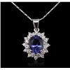 Image 2 : 14KT White Gold 2.70 ctw Tanzanite and Diamond Pendant With Chain