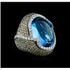 Image 2 : 14KT White Gold 55.76 ctw Topaz and Diamond Ring