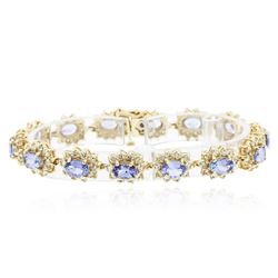 14KT Yellow Gold 9.90 ctw Tanzanite and Diamond Bracelet