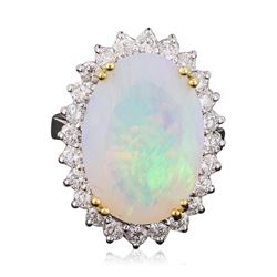 14KT Two-Tone Gold 10.65 ctw Opal and Diamond Ring