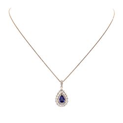 14KT Rose Gold 1.99 ctw Tanzanite and Diamond Pendant With Chain