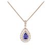 Image 2 : 14KT Rose Gold 1.99 ctw Tanzanite and Diamond Pendant With Chain