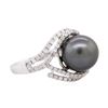 Image 2 : 14KT White Gold 0.53 ctw Diamond and Pearl Ring